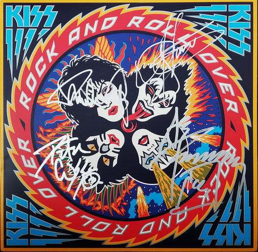 KISS BAND signed autographed album Rock N Roll Over COA Hologram Beckett Autographs