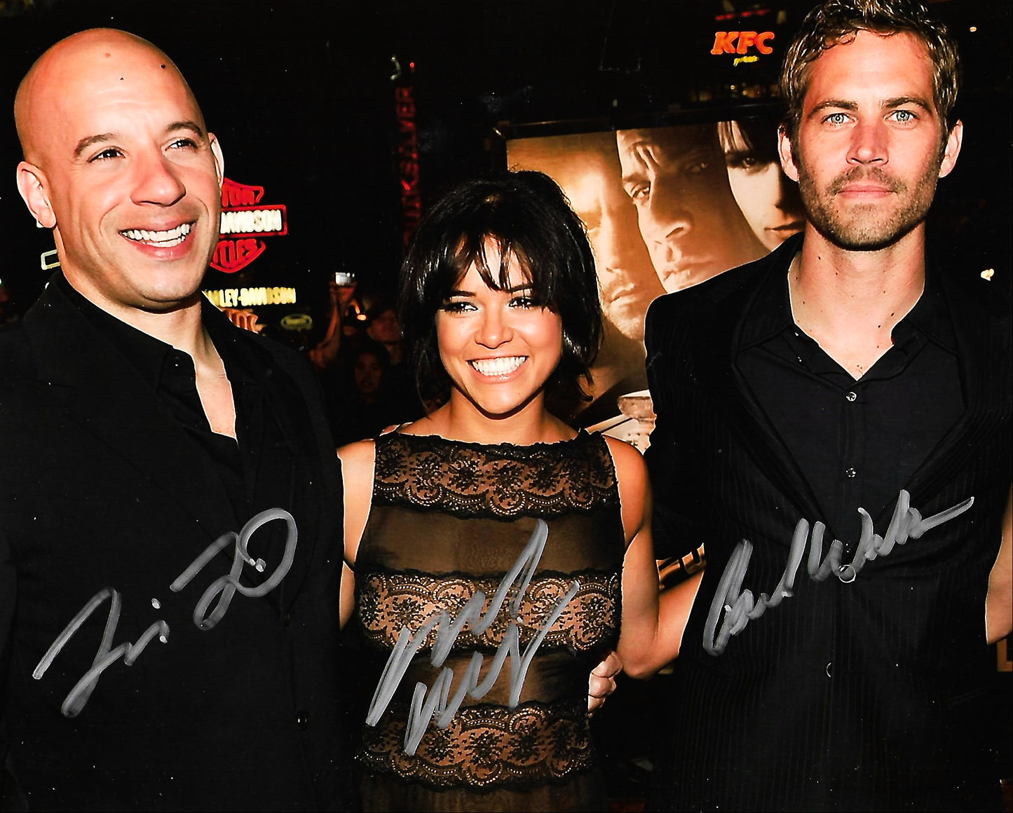 THE FAST AND FURIOUS CAST signed autographed photo silver marker COA Hologram Beckett Autographs